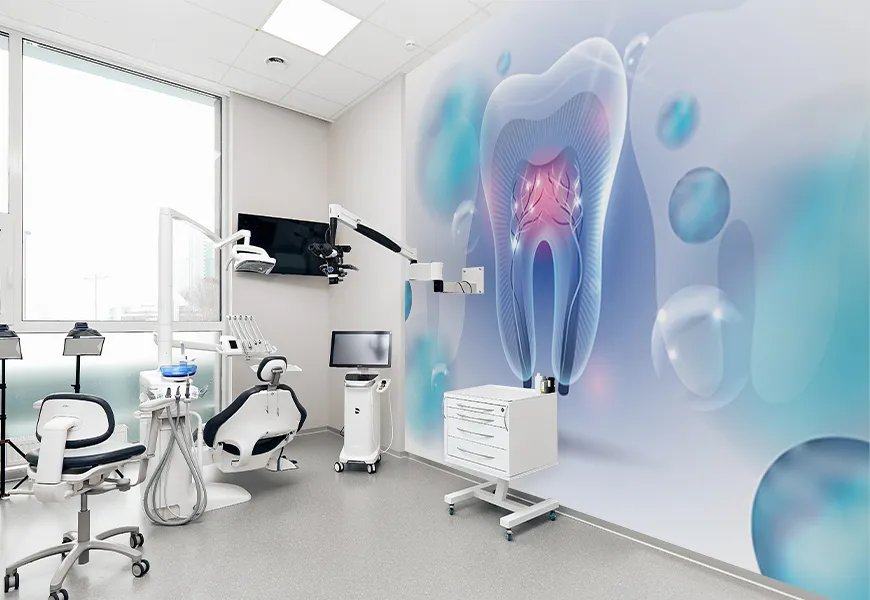پوستر دیواری سه بعدی مطب دندانپزشکی طرح کانال های دندان